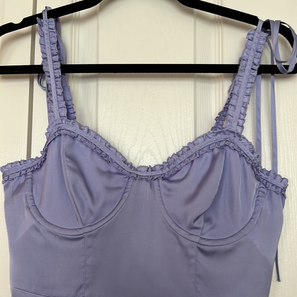 FOR LOVE & LEMONS LILAC JACKPOT RUFFLE UNDERWIRE MINI SLIP DRESS SIZE SM… - Picture 6 of 16